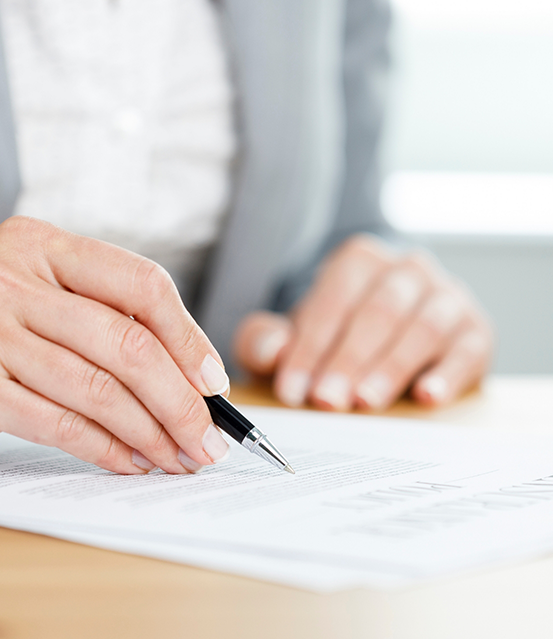 Person completing paperwork