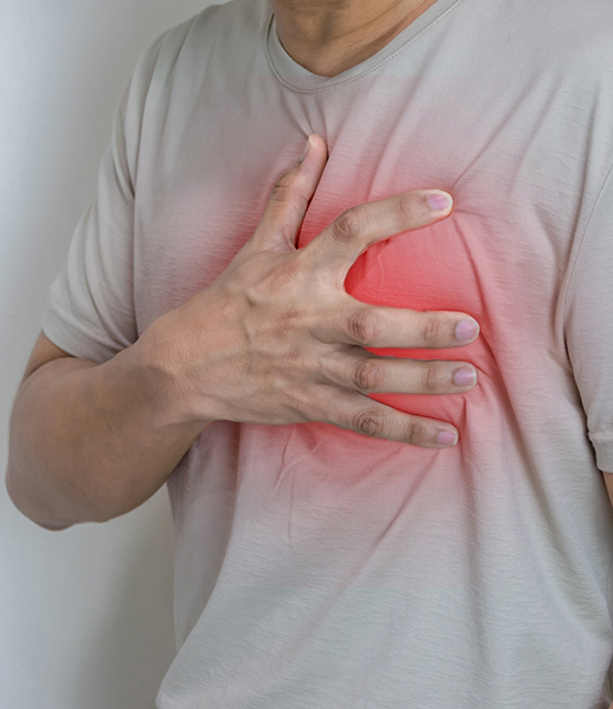 Person clutching their chest