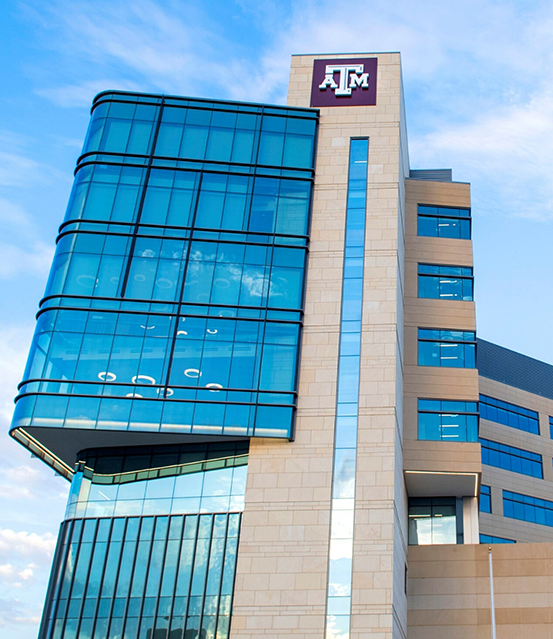 Exterior of a multistoried building at Texas A and M