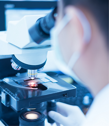 Scientist looking under a microscope