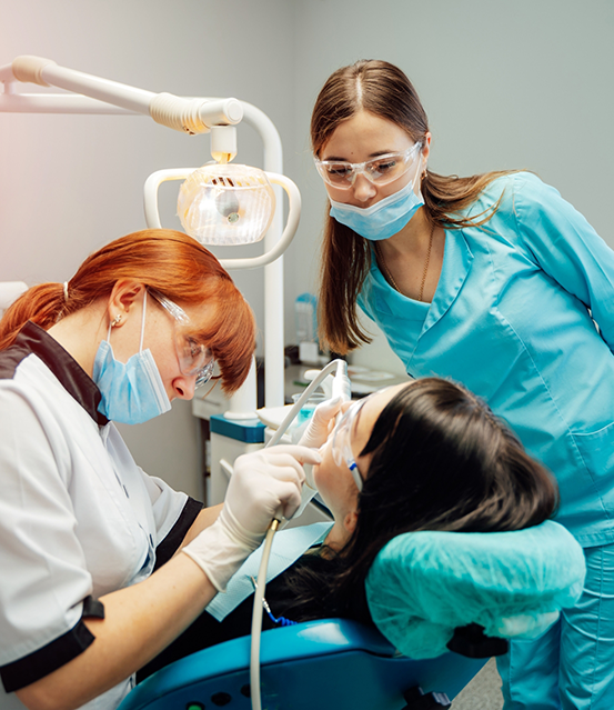 Young woman receiving a dental exam