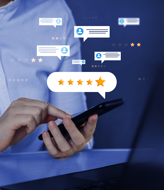 Person reading reviews on their phone