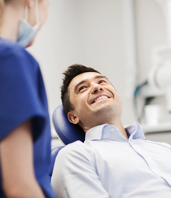 Man grinning at his dentist