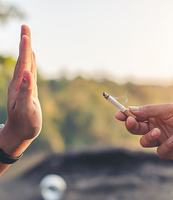 Person refusing an offered cigarette